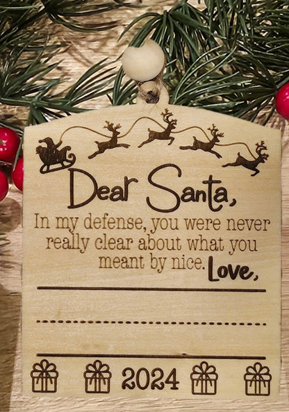 Dear Santa Child's Handwriting Ornament